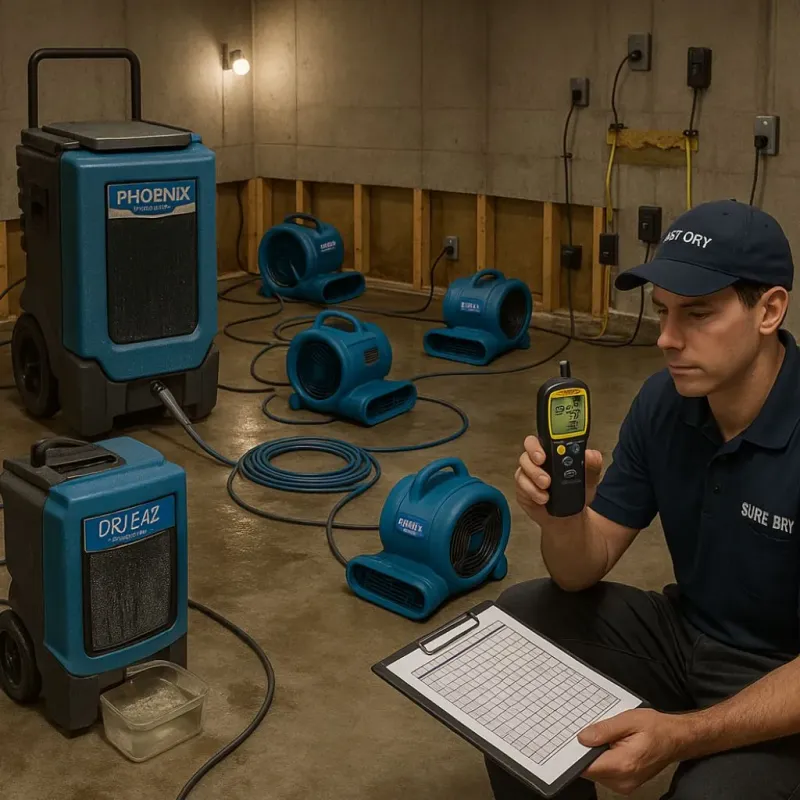 Structural Drying and Dehumidification process in Ingram, TX